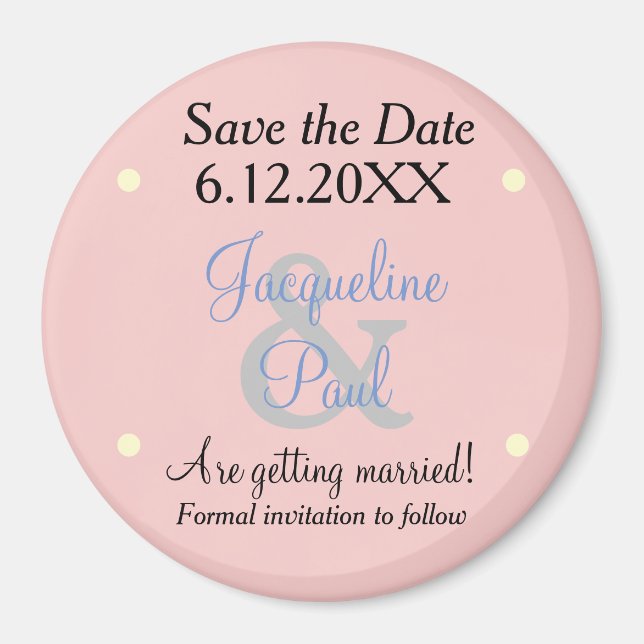 Aimant Enregistrer la date Rose Blue Pastels (Devant)