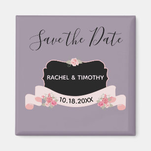 Aimant Enregistrer la date rose et violet beauté