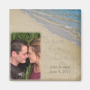 Aimant Enregistrer la date - Sable et eau Photo personnal