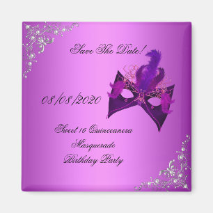 Aimant Enregistrer La Date Sweet 16 Quinceanera Masquerad