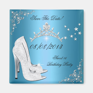 Aimant Enregistrer La Date Sweet 16 Talons Hauts Bleus Ch