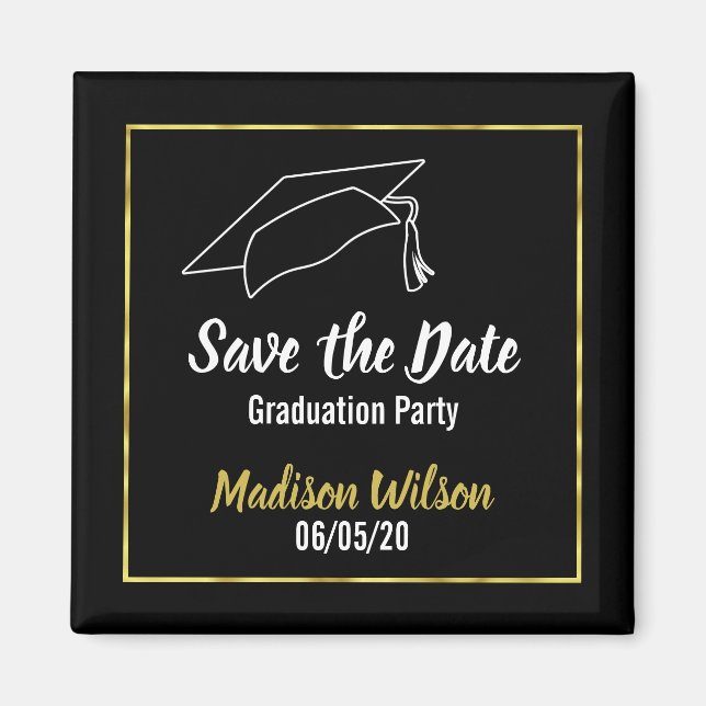 Aimant Enregistrer la partie Date Graduation | Bordure d' (Devant)