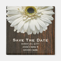 Enregistrer l'aimant de date - Gerbera blanche & B