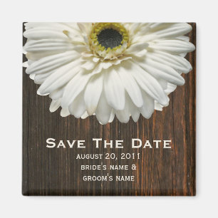 Aimant Enregistrer l'aimant de date - Gerbera blanche & B