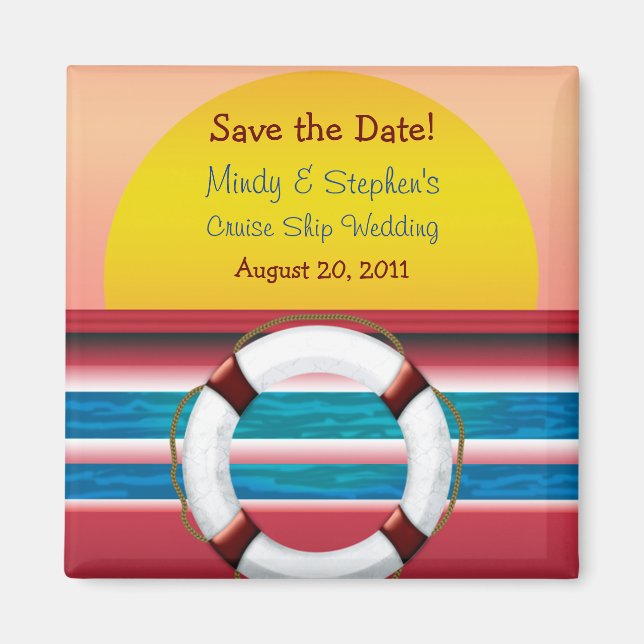 Aimant Enregistrer l'aimant Mariage de croisière Date (Devant)
