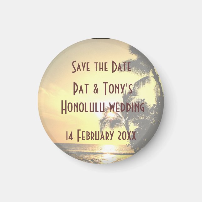 Aimant Enregistrer le Mariage de date à Hawaii (Devant)