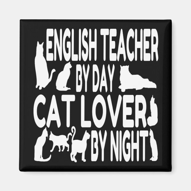 Aimant Enseignant Amoureux des chats (Devant)