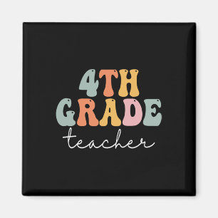 Aimant Enseignant de 4e année Retro Super Premier jour O