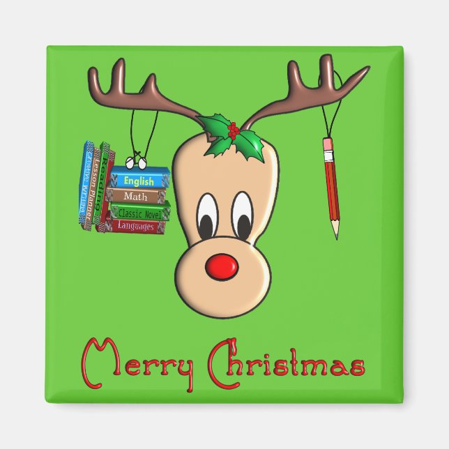 Aimant Enseignant Noël Reindeer—Cadeaux adorables (Devant)