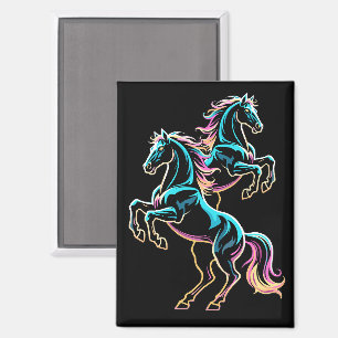 Aimant Enseigne au néon Cheval Style Rétro Glitch