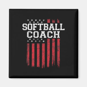 Aimant Entraîneur de softball fier drapeau américain Usa