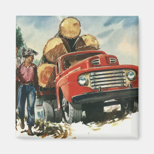 Aimant Entreprise vintage, Camion d'exploitation forestiè