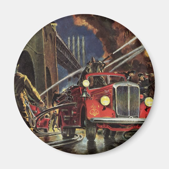Aimant Entreprise vintage, Camions pompiers Pompiers (Devant)