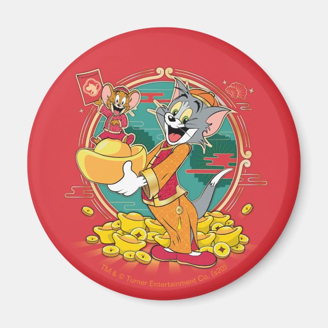 Aimant Enveloppe rouge du Nouvel An Tom & Jerry (Devant)