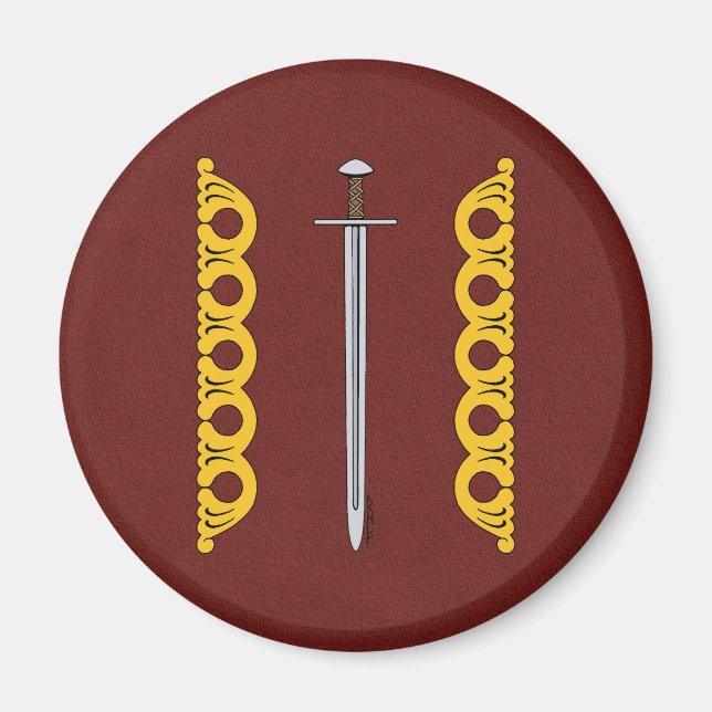 Aimant Épée normande médiévale et bandes décoratives (Devant)