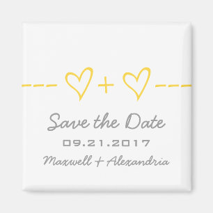 Aimant Équation de coeur jaune Enregistrer l'aimant de da