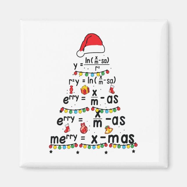 Aimant Équation Math Joyeux X mas Funny Enseignant Math C (Devant)