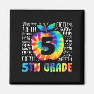 Aimant Équipe 5e année de typographie Tie Dye Retour à l'