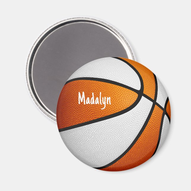Aimant équipe blanche orange couleurs basketball (Recto/Verso)