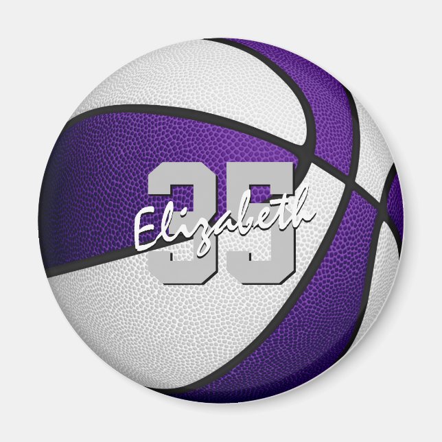 Aimant équipe de basketball blanc violet couleurs personn (Devant)