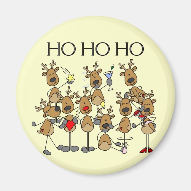Aimant Équipe de Chemises et Cadeaux Reindeer (Devant)