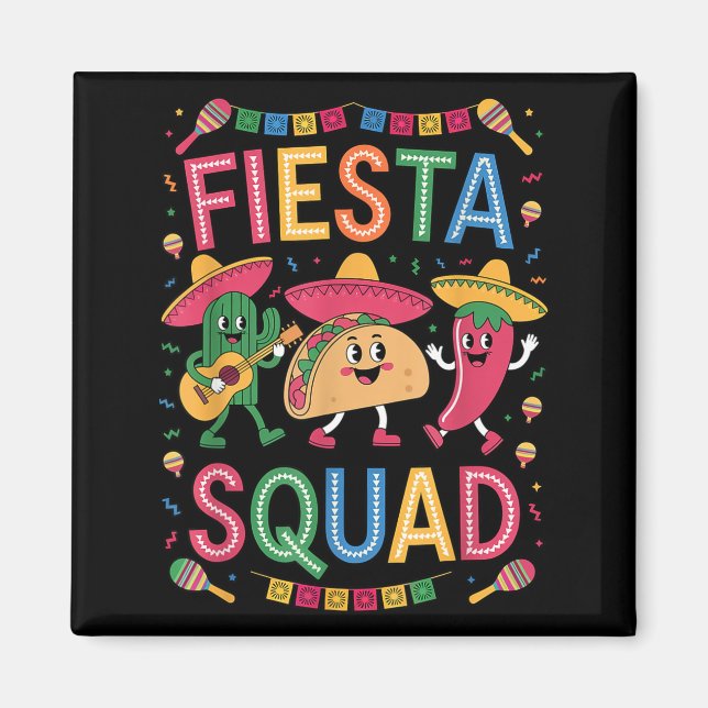 Aimant équipe de fiesta taco cactus piment chili drôle ci (Devant)