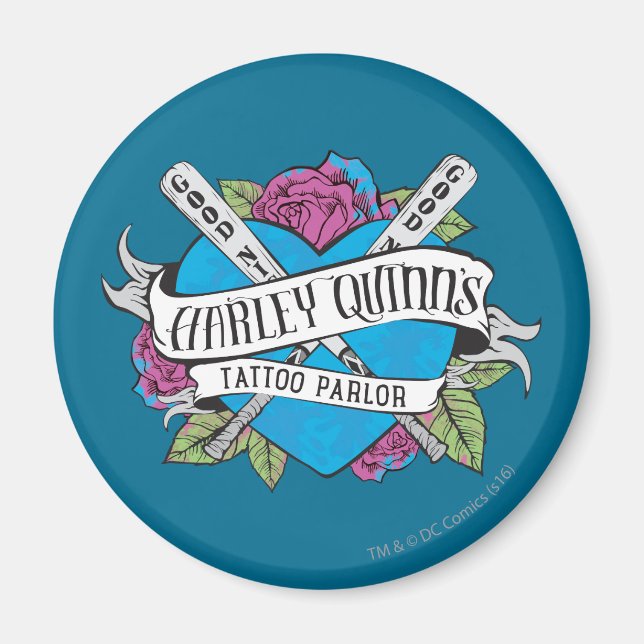 Aimant Équipe de suicide | Harley Quinn's Tattoo Parlor H (Devant)