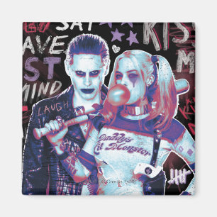 Aimant Équipe de suicide   Joker & Harley Typographie Pho