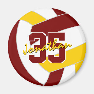 Aimant équipe de volley-ball en or de maroon couleurs cad