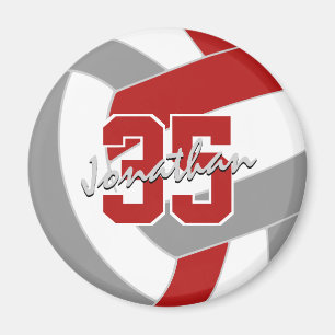 Aimant équipe de volley-ball gris rouge cadeaux de moins