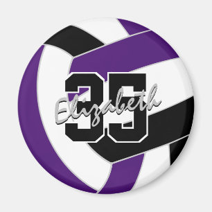 Aimant équipe de volley-ball noir violet couleurs cadeaux