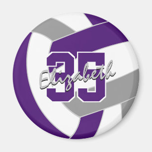 Aimant équipe de volley-ball violet gris couleurs cadeaux