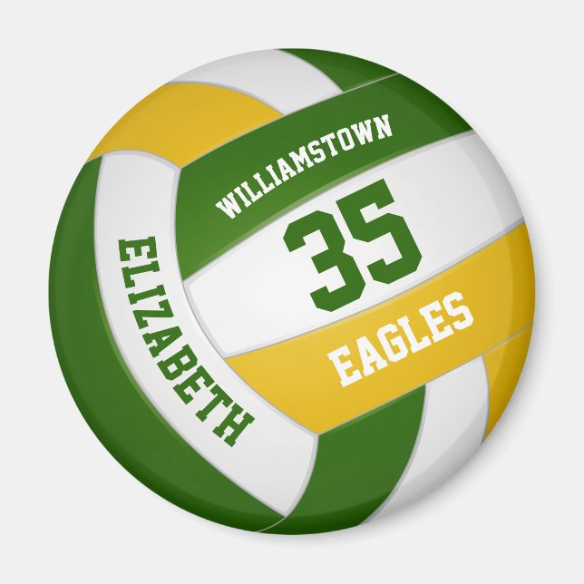 Aimant équipe d'or vert couleurs sports cadeaux volley (Devant)