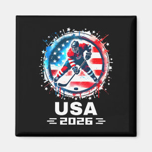 Aimant Équipe États-Unis 2026 Hockey Drapeau Américain Fe