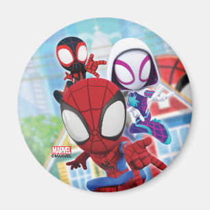 Aimant Équipe Spidey se balançant en ville