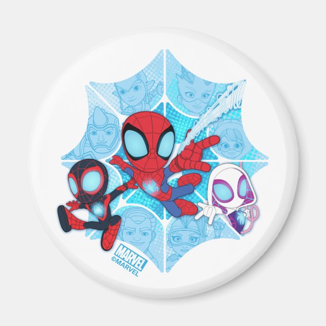 Aimant Équipe Spidey sur la toile de vilains (Devant)