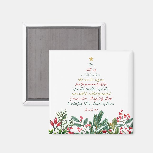 Aimant Ésaïe 9:6 Pour nous un enfant est né Noël (Recto/Verso)