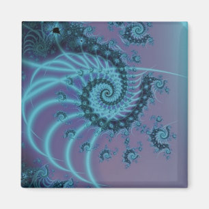 Aimant Escalier Spiral   Art fractal bleu et rose