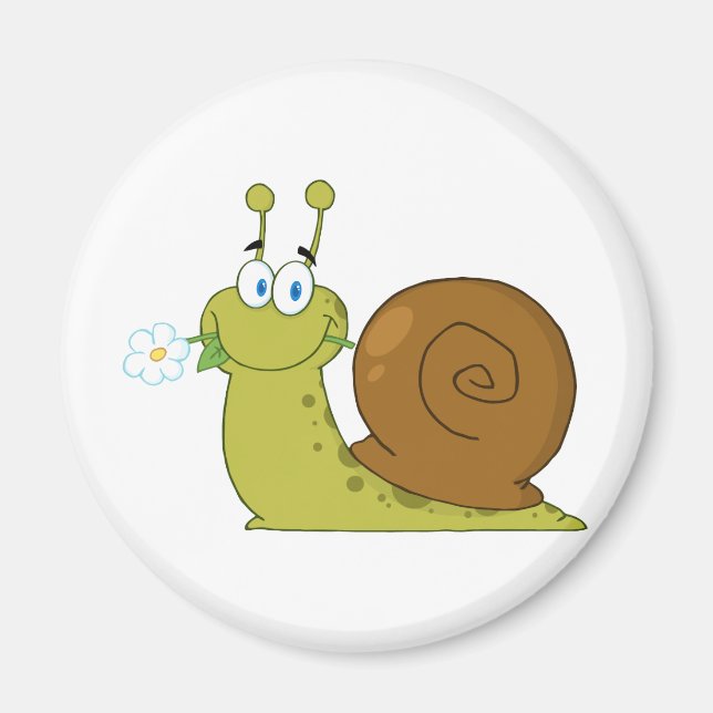 Aimant Escargot Avec Fleur Dans Sa Bouche (Devant)