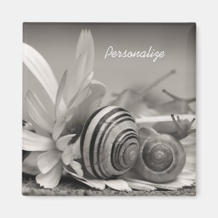 Aimant Escargots De Jardin Sur Fleur Faisée Avec Nom