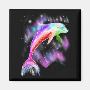 Aimant espace coloré de galaxie océanique avec dauphin ro