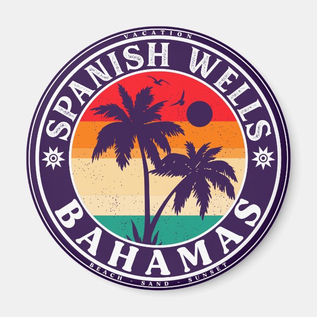 Aimant Espagne Wells Island Bahamas Souvenirs 60s (Devant)