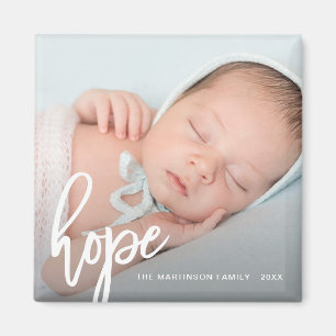 Aimant Espoir Brush Script avec photo, nom et année