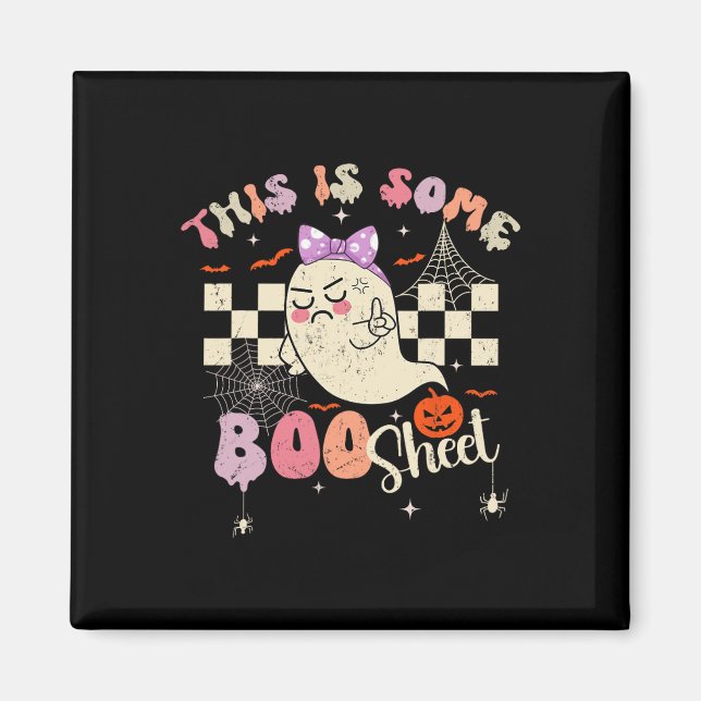 Aimant Est Boo Feuille Cute Ghost Retro Halloween Costume (Devant)