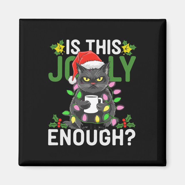 Aimant Est-Ce Que Ce Jolly Assez Chat Noir Joyeux Noël Tr (Devant)