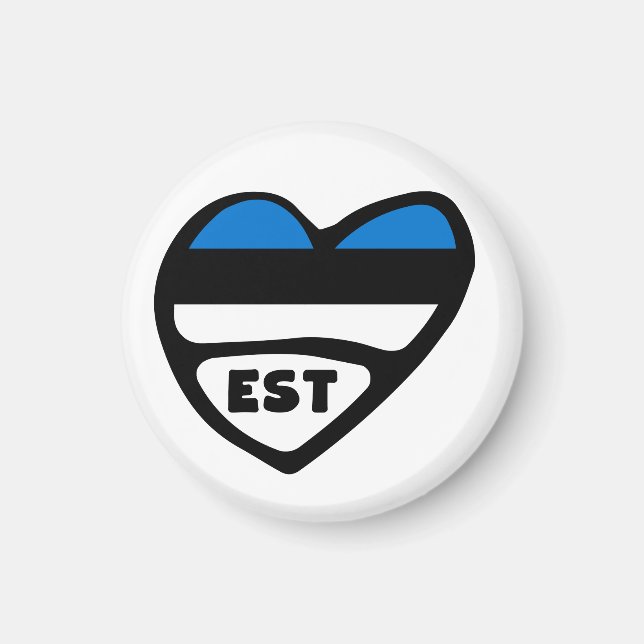 Aimant Estonie Code Pays Coeur Drapeau, EST (Devant)