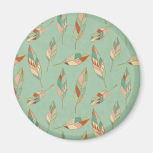 Aimant Étape Geo Sud-Ouest Motif de plumes vertes