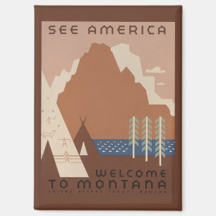 Aimant État du Montana : Montagnes, Tribus, Big Sky Count