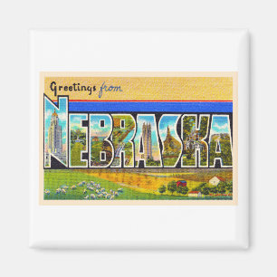 Aimant État du Nebraska NE Vintage Grande lettre carte po
