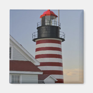 Aimant États-Unis, Maine, Lubec. Phare de West Quoddy Hea